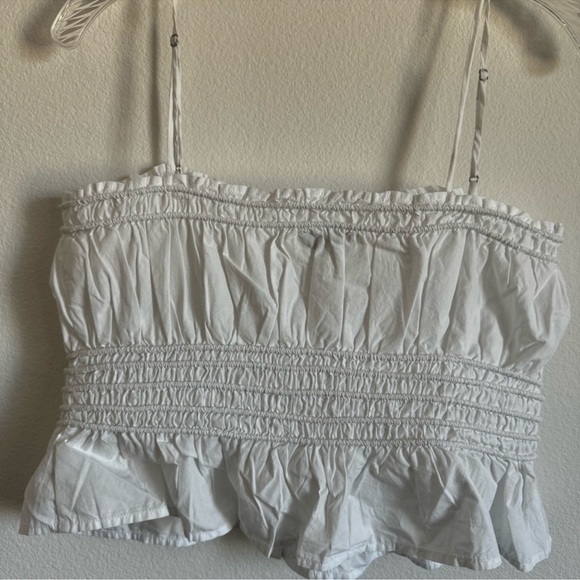 Madewell Smocked Button-Front Top in Poplin Size: M - Picture 8 of 11